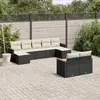 Image de vidaXL Salon de jardin 9 pcs avec coussins noir résine tressée