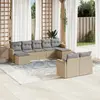 Image de vidaXL Salon de jardin avec coussins 9 pcs beige résine tressée