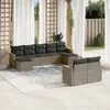 Image de vidaXL Salon de jardin 9 pcs avec coussins gris résine tressée