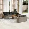 Image de vidaXL Salon de jardin avec coussins 10 pcs gris résine tressée