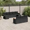 Image de vidaXL Salon de jardin 10 pcs avec coussins noir résine tressée