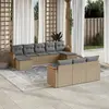 Image de vidaXL Salon de jardin avec coussins 10 pcs beige résine tressée