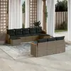 Image de vidaXL Salon de jardin avec coussins 10 pcs gris résine tressée
