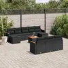Image de vidaXL Salon de jardin 11 pcs avec coussins noir résine tressée