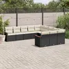 Image de vidaXL Salon de jardin 11 pcs avec coussins noir résine tressée