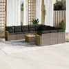 Image de vidaXL Salon de jardin avec coussins 12 pcs gris résine tressée