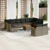 Image de vidaXL Salon de jardin avec coussins 13 pcs gris résine tressée