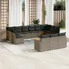Image de vidaXL Salon de jardin avec coussins 13 pcs gris résine tressée