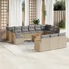 Image de vidaXL Salon de jardin avec coussins 14 pcs beige résine tressée