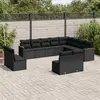 Image de vidaXL Salon de jardin 12 pcs avec coussins noir résine tressée