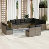 Image de vidaXL Salon de jardin avec coussins 12 pcs gris résine tressée