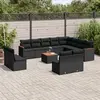 Image de vidaXL Salon de jardin avec coussins 13 pcs noir résine tressée