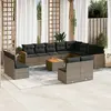 Image de vidaXL Salon de jardin avec coussins 13 pcs gris résine tressée