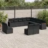 Image de vidaXL Salon de jardin avec coussins 13 pcs noir résine tressée