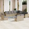 Image de vidaXL Salon de jardin avec coussins 13 pcs beige résine tressée