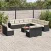 Image de vidaXL Salon de jardin avec coussins 14 pcs noir résine tressée