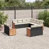 Image de vidaXL Salon de jardin 11 pcs avec coussins noir résine tressée
