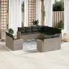 Image de vidaXL Salon de jardin 11 pcs avec coussins gris résine tressée