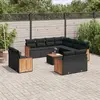 Image de vidaXL Salon de jardin 12 pcs avec coussins noir résine tressée