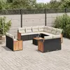 Image de vidaXL Salon de jardin 12 pcs avec coussins noir résine tressée