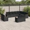 Image de vidaXL Salon de jardin 12 pcs avec coussins noir résine tressée