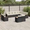 Image de vidaXL Salon de jardin 12 pcs avec coussins noir résine tressée