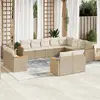 Image de vidaXL Salon de jardin avec coussins 12 pcs beige résine tressée