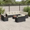 Image de vidaXL Salon de jardin avec coussins 13 pcs noir résine tressée