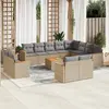 Image de vidaXL Salon de jardin avec coussins 13 pcs beige résine tressée