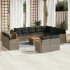 Image de vidaXL Salon de jardin avec coussins 13 pcs gris résine tressée