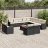 Image de vidaXL Salon de jardin avec coussins 14 pcs noir résine tressée