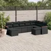 Image de vidaXL Salon de jardin 9 pcs avec coussins noir résine tressée