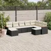 Image de vidaXL Salon de jardin 9 pcs avec coussins noir résine tressée