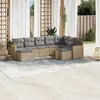 Image de vidaXL Salon de jardin avec coussins 9 pcs beige résine tressée