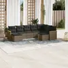 Image de vidaXL Salon de jardin 9 pcs avec coussins gris résine tressée