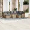 Image de vidaXL Salon de jardin avec coussins 10 pcs beige résine tressée