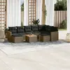 Image de vidaXL Salon de jardin avec coussins 10 pcs gris résine tressée