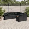 Image de vidaXL Salon de jardin 8 pcs avec coussins noir résine tressée
