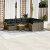 Image de vidaXL Salon de jardin 11 pcs avec coussins gris résine tressée