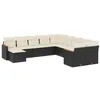 Image de vidaXL Salon de jardin 11 pcs avec coussins noir résine tressée