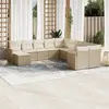 Image de vidaXL Salon de jardin 11 pcs avec coussins beige résine tressée