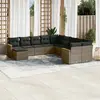 Image de vidaXL Salon de jardin 11 pcs avec coussins gris résine tressée