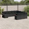 Image de vidaXL Salon de jardin 12 pcs avec coussins noir résine tressée