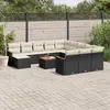 Image de vidaXL Salon de jardin avec coussins 13 pcs noir résine tressée