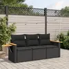 Image de vidaXL Salon de jardin 3 pcs avec coussins noir résine tressée