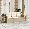 Image de vidaXL Salon de jardin avec coussins 3 pcs beige résine tressée