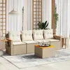 Image de vidaXL Salon de jardin avec coussins 5 pcs beige résine tressée