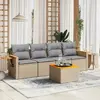Image de vidaXL Salon de jardin avec coussins 5 pcs beige résine tressée