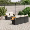 Image de vidaXL Salon de jardin 6 pcs avec coussins noir résine tressée