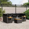 Image de vidaXL Salon de jardin 7 pcs avec coussins noir résine tressée